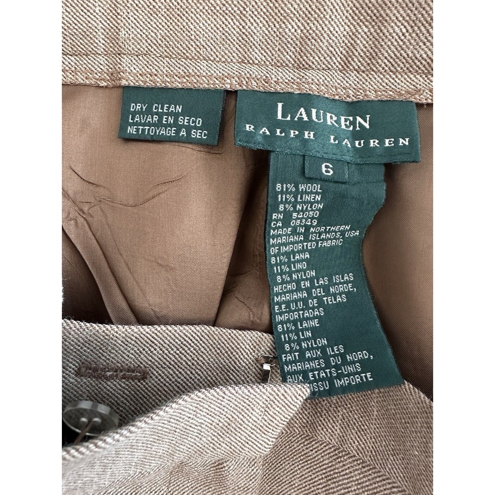 Lauren Ralph Lauren Women's Sz: 6 Linen Wool Bl Beige Pleated Dress Pants (b32) - Picture 5 of 5